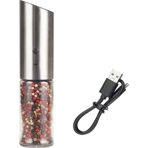 Electric Pepper Grinder USB Rechargeable Automatic Seasoning Milling Machine Salt Spice Herb Grinding Tool Adjustable