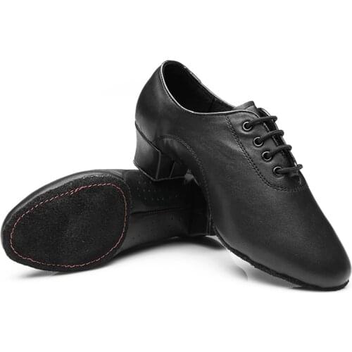 USHINE 24-44 black soft PU practice teacher shoes national standard Latin dance shoes children man