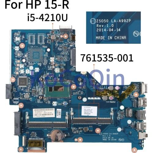 KoCoQin Laptop motherboard For HP Pavillion 15-R 250 G3 Core I5-4210U SR1EF Mainboard ZS050 LA-A992P 761535-001 761535-501