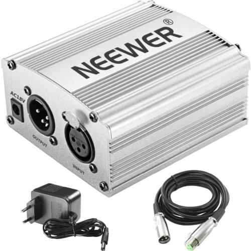 Neewer Phantom Power Kit includes:1-Channel 48V Phantom Power Supply for Any Condenser Microphone Music Recording Equipment
