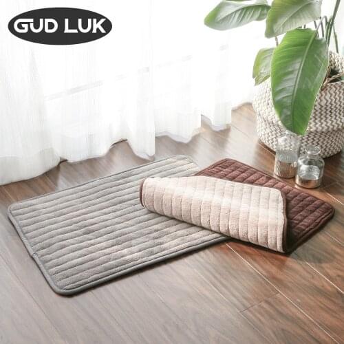 Coral Fleece DoubleFace Bathmat Plain colour striped bathroommat Positive and negative dual use rug Soft and skin friendly