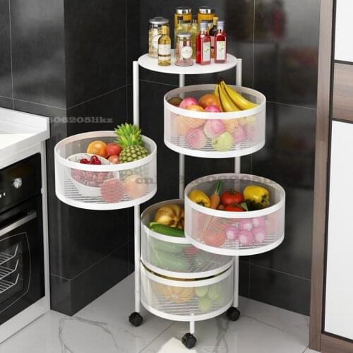 Kitchen Vegetable Shelving Multi-layer Floor Round Rotating Vegetable Basket Fruit Storage Basket for Household Items