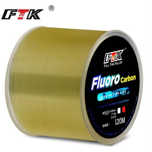 FTK 120m Fishing Line 0.2mm-0.6mm 7.15LB-45LB Fluorocarbon Coating Treatment Process Carbon Surface Nylon Molecules