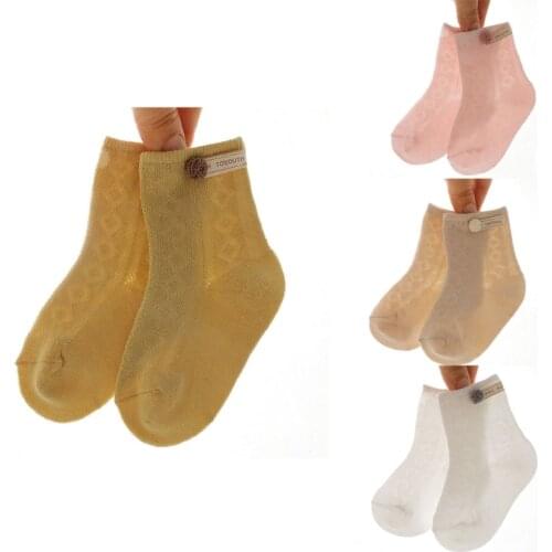 Toddler Newborn Summer Mesh Thin Ankle Socks Solid Color Hollow Out Crochet Lace Breathable Cotton Infant Baby Hosiery