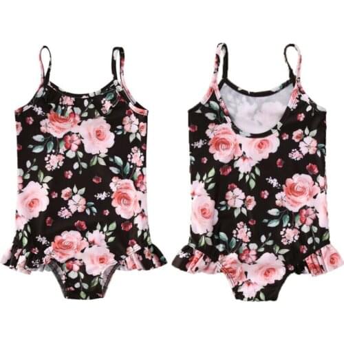 Summer Newborn Infant Baby Girls Flower Sleeveless Strap Swimsuit Ruffle Swimwear Bikini Swimming 2020 NEW