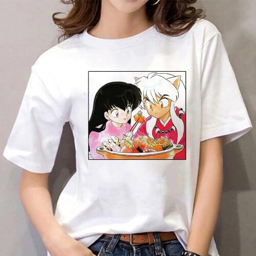Hot Japanese Anime Inuyasha T-Shirt Summer Women Kawaii Cartoon Tee Shirt Harajuku Hip Hop Casual Unisex Fashion Manga Tops