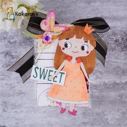 Kokorosa Sweet Girl Cutting Dies Metal Dies Scrapbooking Album Card Making Embossing Stencil Diecuts New 2021