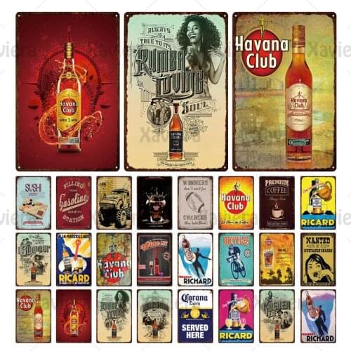 Metal Tin Iron Sign Beer Bar & Havana Club Cafe Pub Ricard Pendant Retro Wall Decoration Sushi Iron Sheet Metal Iron Painting
