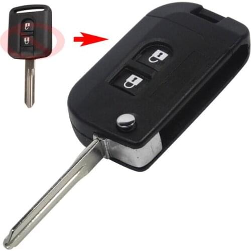 Modified Flip Folding 2 Buttons Remote Key Shell For Nissan Micra Note Navara Car Key Case Blank