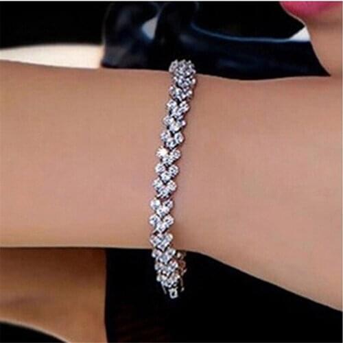 Fashion Charm Cubic White Zircon Love Heart Jewelry Bracelets For Woman Elegance Wedding Party Gift