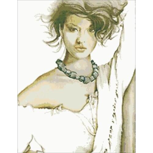 Graceful woman Sewing Kit Top Quality Embroidery Needlework 14CT Unprinted Cross Stitch Kits DIY Arts Handmade Home Decor