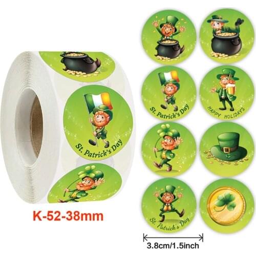 500pcs/Roll Creative St. Patricks Day Series Children Stationery Box Decoration Sticker Fashion Gift Box Seal Stickers