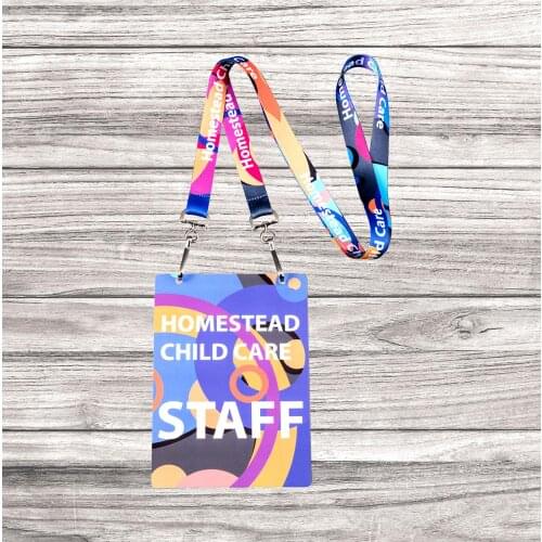 No MOQ 1 piece Dual Clip open ended neck lanyards for camera strap with ID card Holder hard PVC Cards and full color print