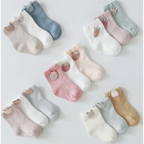 3 Pairs/lot Baby Toddler Cotton Socks Kids Boys and Girl Spring Summer Autumn Short Newborn Toddler Childrens Socks Solid Color