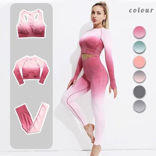 New 2/3PCS Seamless Gym Clothing Yoga Set Fitness Workout Sets Yoga Out Fits For Women Athletic Legging Womens Sportswear Suit