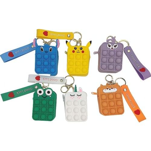 New Mini Push Pop Bubble Pop Keychain Fidget Toys Simple Dimple Kawaii Pineapple Cake Unicorn Figet Squishy Stress Reliever Toys