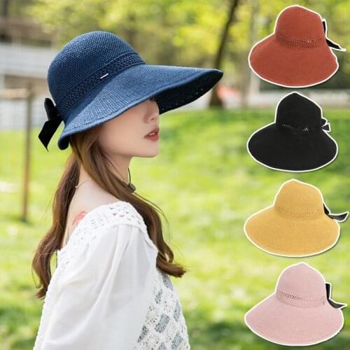 New Women Summer Visors Hat Foldable Sun Hat Wide Large Brim Beach Hats Straw Hat chapeau femme Beach UV Protection Caps