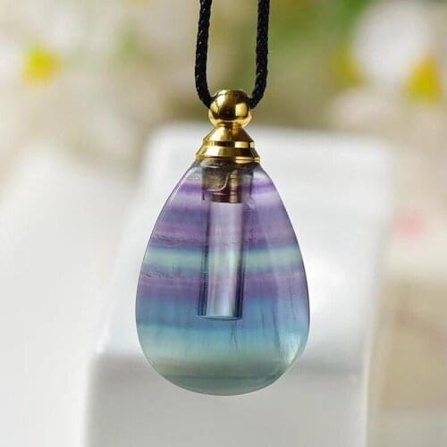 Wholesale Color Natural Fluorite Stone Pendants Carved Wishing Bottle Pendants Necklace Lucky for Women Men Blessing Jewelry