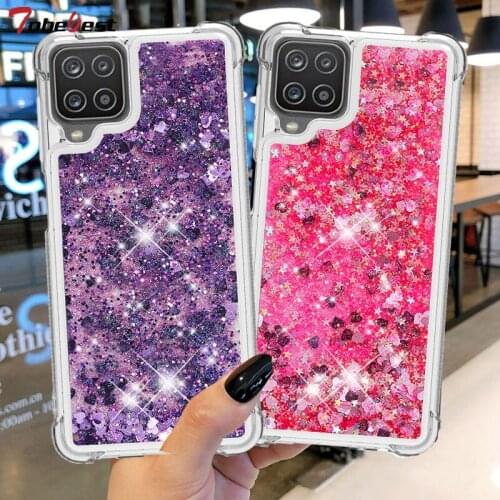 Shockproof Glitter Liquid Silicone Case For Samsung Galaxy A12 A42 5G Coque Bling Dynamic Quicksand Star Lovely Back Cover