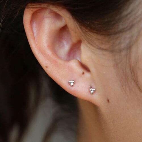 Wholesale fashion simple small beads stud earrings brincos 100% s925 pure silver for women girls cute delicate fine jewelry