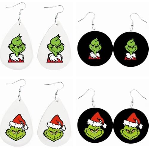 Faux Leather Earrings - New Grinch Earrings Bulk Wholesale Stock