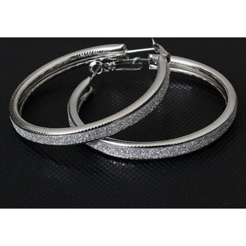 Vintage Gold-Color Big Circle Hoop Earrings for Women Girl Ear Clip Crystal Fashion Earring Party Jewelry Accessories Gift