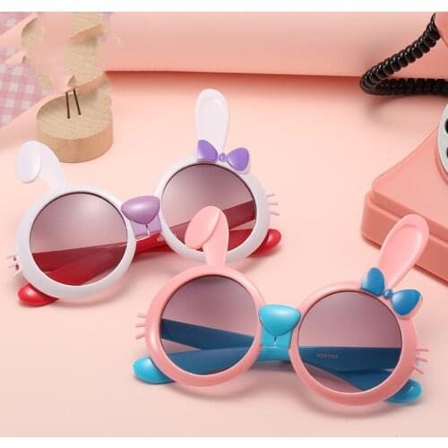 Cute Rabbit Ear Frame Eye Sunglasses Vintage Girls Cute Sun Glasses Party Eyewear Shades Lovely Children Students For Gift