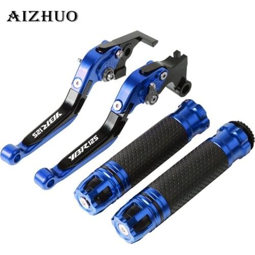Motorcycle Brake Clutch Lever Extendable+Handle Grips Handlebar For YAMAHA YBR125 YBR 125 2005-2014 2013 2012 2011 2010 2009