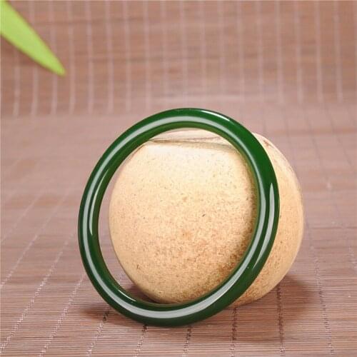 Green Jade Bracelets Hand-Carved Woman Luck Amulet Jade Bangles Jade Jewelry