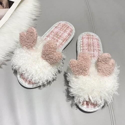 2021 Shoes for Women Warm Fluffy Womens Slippers Cozy Faux Fur Indoor Floor Slides Flat Soft Furry Shoes Ladies Female Shoes