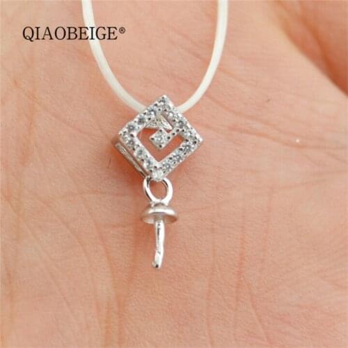 QIAOBEIGE DIY Pearl necklace Pendant Making women natural Freshwater pearl jewelry Accessory 925 sterling silver white color