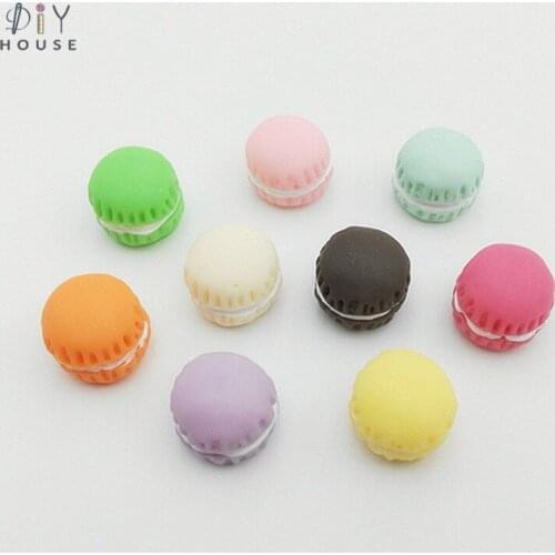 10Pcs Simulation Hamburger Macaron Flatback Planar Resin Color DIY Craft Supplies Ear Stud Pendant Hair Accessories Decor Arts