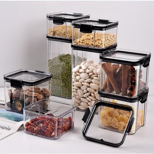 1800ml Dry Food Storage Box Food Containers Transparent Stackable Kitchen Spaghetti Noodles Sealed Tank Cans Organizers bottles