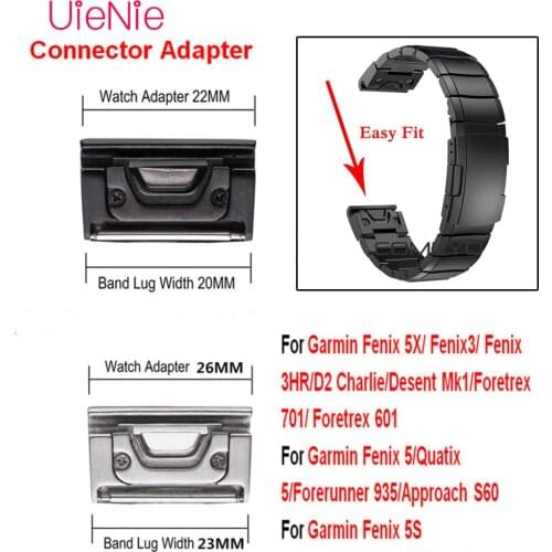 26mm 22mm 20mm Stainless Steel Quick release Band Buckle Connector Adapter For Garmin Fenix 5/5X/5S/Fenix 3/3HR/Forerunner 935