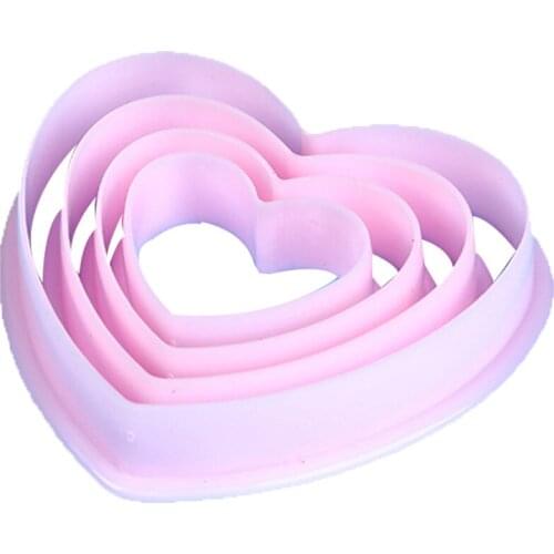 4pcs Plastic Heart Pattern Cutting Dies Mold Set Cookie Moulds Set Cake Cutters Baking Tools