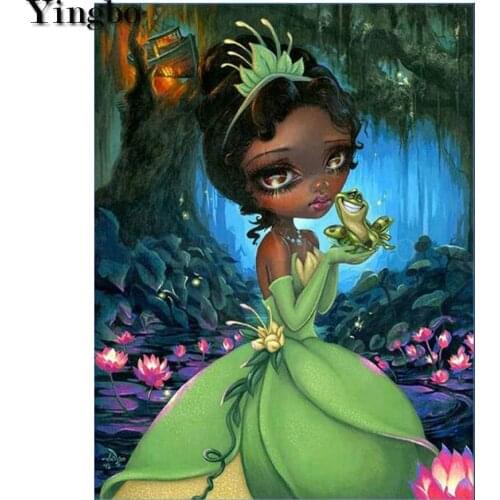 DIY Diamond Painting Cartoon princess and frog 5D Diamond Embroidery,Cross Stitch,full square round diamond Mosaic Sale