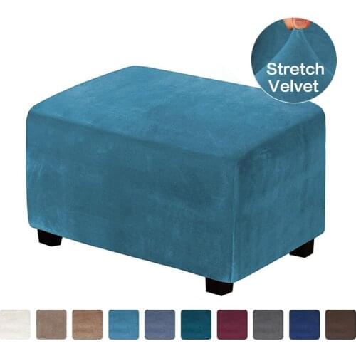 Velvet Ottoman Cover Relax Elastic Sofa Footstool Cover Sofa Footrest Slipcovers Furniture Protector All-inclusive Stool Covers