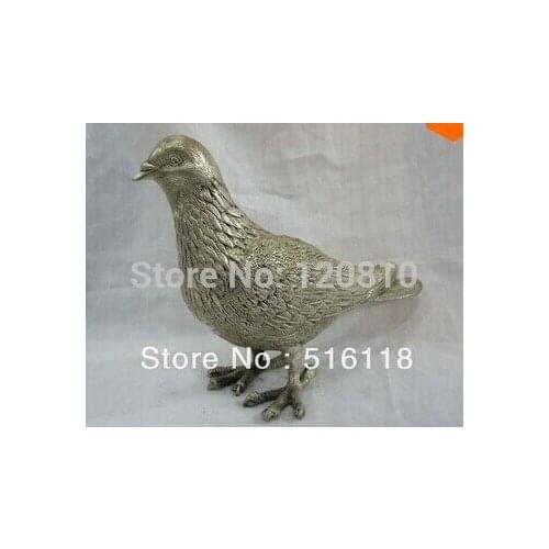 Free shipping Collectable Tibet Silver Beautiful peace pigeon Statue