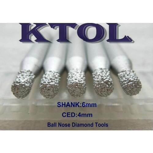 Shank 6mm CED-4mm Diamond Carving Bits Engraving Tools,CNC Bits Ball Nose End Mill Set Carving Tools for Stone Marble 3D Relief