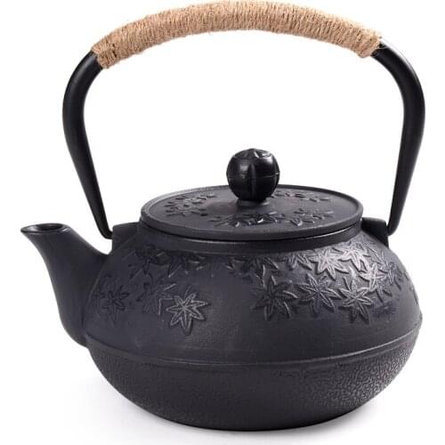 Cast iron teapot The Japanese manual iron pot without coating South of the old iron pot Kung fu tea set five style 900 ml