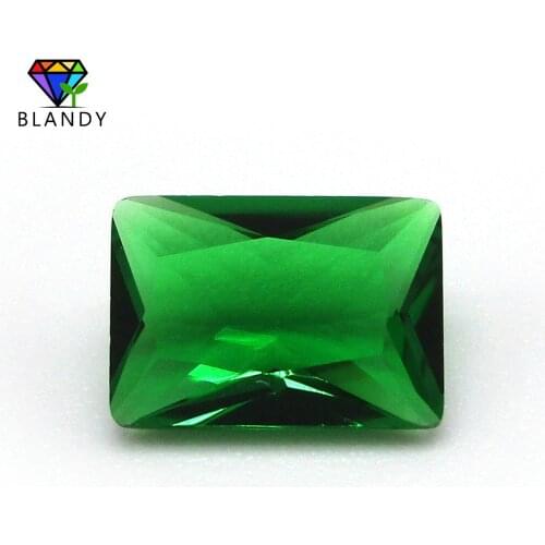 Hot Sale! Size 3x5~10x12mm Rectangle Shape Green Glass Gems Beads Loose Synthetic Glass Stone For DIY Jewelry