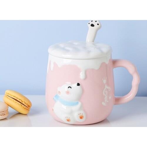 Chinese Coffee Milk Tea Mug Cute Animal Taza Cartoon Design Ceramic Coffee Cup Set Couple Gifts Funny Coffee Cups Canecas