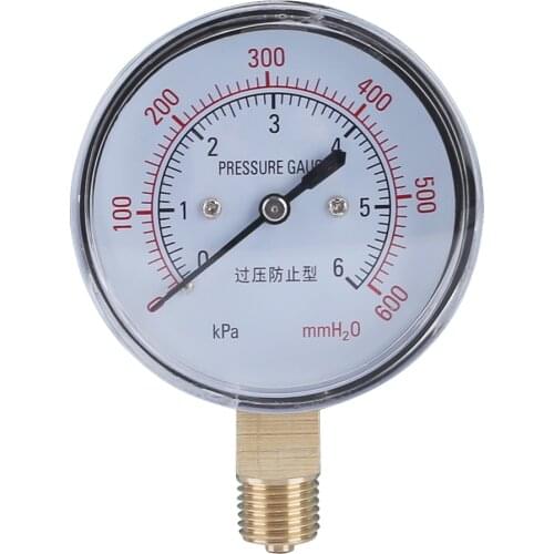 ELECALL YE-60 Air Diaphragm Pressure Gauge 0~6KPA Phosphor Bronze Film Box Pressure Gauge Positive Pressure Meter