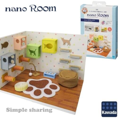 Kawada Nano Room Handmade Miniature Furniture NanoRoom NRB-003 Cat Room Set DIY Wooden Assembling Toy