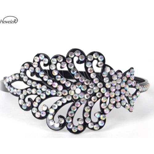 Fashion Casual Headdress Hair Jewelry Plastic Hollow Headband Crystal Rhinestones Hair Bands Clips Hoop Party Accessories