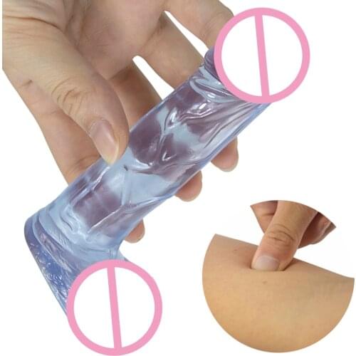 Soft Jelly Penis High Transparent Simulation Dildo with Powerful Suction Cup Female Masturbation Tool G-spot Vagina Stimulator