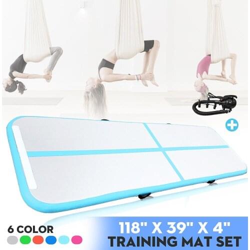 10FT Inflatable Gymnastics Mat, Taekwondo Yoga Air Track Mats with Electric Pump for Cheerleading Martial Arts Tumbling,Parkour