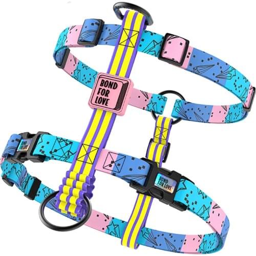 Printed Dog Pet Harness Dog Chest Collar Pet Adjustable Vest 4 Size S M L XL For Small Medium Big Dogs German Shepard