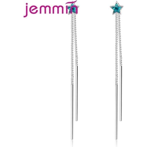 New Arrival Cheap Price Women Fashion Star Earrings 925 Sterling Silver Long Line Drop Earring for Mothers Best Gift