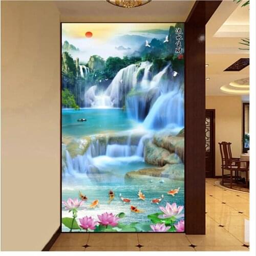 Beibehang papel de parede Hanging on the wall of money falls 3D HD Wall paper water entrance landscape wallpaper for walls 3 d